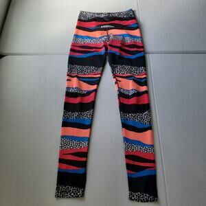 Beyond Yoga Leggings Womens Medium Black Stripe High Rise Ankle Made In USA Yoga